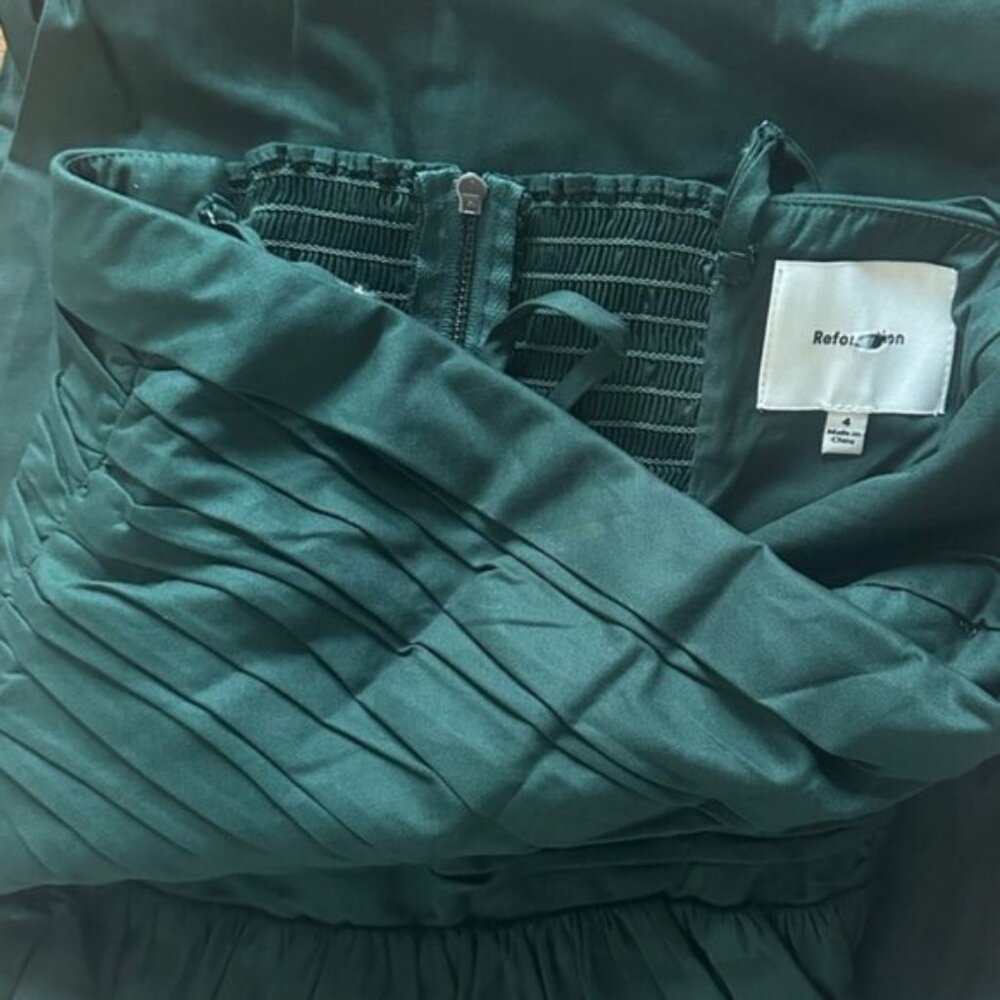 NEW Reformation Lissa Cotton Midi Dress Forest Dark Green Removable Straps sz 4 - Picture 11 of 14